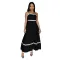Solid color wave woven belt splicing with straight tribute cloth suspender dress for women's solid color large swing skirt