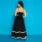 Solid color wave woven belt splicing with straight tribute cloth suspender dress for women's solid color large swing skirt