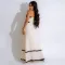 Solid color wave woven belt splicing with straight tribute cloth suspender dress for women's solid color large swing skirt