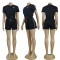 Commuter women's embroidered short sleeved shorts with embossed set in 3 colors