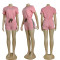Fashion Bubble Bead+Embossed Elegant Women's Short sleeved Shorts Set