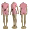 Fashion Bubble Bead+Embossed Elegant Women's Short sleeved Shorts Set