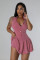 Leisure and fashionable hanging neck and backless pleated jumpsuit pants
