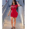 Classic red and green striped letter dress