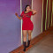 Classic red and green striped letter dress