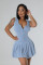 Leisure and fashionable hanging neck and backless pleated jumpsuit pants