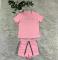 Fashion Bubble Bead+Embossed Elegant Women's Short sleeved Shorts Set