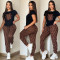Summer short sleeved new fashion printed casual slim fit two-piece set in stock