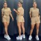 Fashion Bubble Bead+Embossed Elegant Women's Short sleeved Shorts Set