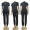 New embroidery fashion casual short sleeved top and pants set