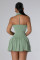 Leisure and fashionable hanging neck and backless pleated jumpsuit pants