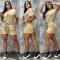Fashionable and elegant women's embossed short sleeved shorts set