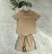 Fashion Bubble Bead+Embossed Elegant Women's Short sleeved Shorts Set