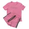 Fashion Bubble Bead+Embossed Elegant Women's Short sleeved Shorts Set