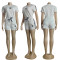 New Commuter Fashion Women's Embossed Short sleeved Shorts Set