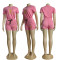Fashionable and elegant women's embossed short sleeved shorts set
