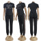 New embroidery fashion casual short sleeved top and pants set