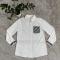 New long sleeved solid color minimalist embroidered letter shirt (including pockets)