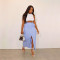 New high waisted striped slit work dress