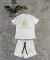 Summer fashion trend new embroidery+embossed short sleeved shorts set