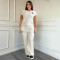 Fashionable temperament set with steel stamp embossed embroidery splicing two-piece set