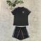 Commuter women's embroidered short sleeved shorts with embossed set in 3 colors