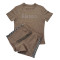 Fashion Bubble Bead+Embossed Elegant Women's Short sleeved Shorts Set