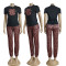 Summer short sleeved new fashion printed casual slim fit two-piece set in stock