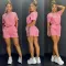 Fashion Bubble Bead+Embossed Elegant Women's Short sleeved Shorts Set