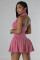 Leisure and fashionable hanging neck and backless pleated jumpsuit pants