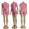 New Commuter Fashion Women's Embossed Short sleeved Shorts Set