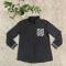 New long sleeved solid color minimalist embroidered letter shirt (including pockets)