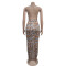 Fashionable women's clothing, wild leopard print color dress, long skirt