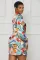 Sexy and fashionable digital printed long sleeved V-neck women's dress