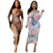 Sexy and fashionable digital printed one line collar strapless dress