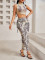 Fashionable summer digital printed mesh splicing two-piece set