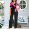 Fashionable solid color V-neck women's jumpsuit