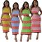 Knitted elastic sports casual skirt vest sweater long set