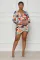Sexy and fashionable digital printed long sleeved V-neck women's dress