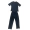 Trendy embossed+pocket short sleeved pants set in stock