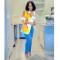 Fashionable women's long sleeved printed small suit and jacket