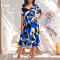 Sexy and fashionable solid color V-neck medium sleeved women's dress