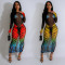 Fashionable women's clothing, exquisite printed mesh long dress