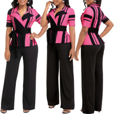 Fashionable solid color V-neck women's jumpsuit