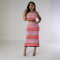 Knitted elastic sports casual skirt vest sweater long set