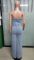Fashion strapless women's slim fit wide leg denim jumpsuit