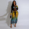 Fashionable women's clothing, exquisite printed mesh long dress