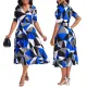 Sexy and fashionable solid color V-neck medium sleeved women's dress