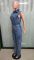 Tight waist, slim fit, elastic washed denim jumpsuit, straight leg, loose fitting jumpsuit