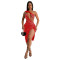 Fashionable women's mesh hot diamond mid length dress